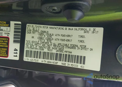 2017 Toyota Tacoma Trd Sport z USA, uszkodzony, nr VIN 3TMCZ5AN7HM115200